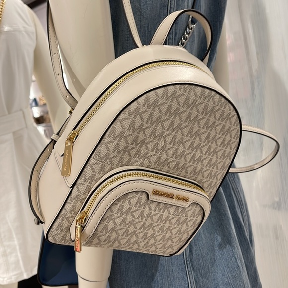 Michael Kors Ladies Backpack Bag Jaycee XS Conv Zip Backpack Light Cream Multi - Picture 13 of 16
